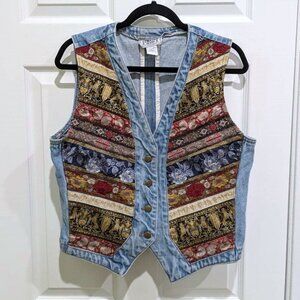 Vintage Limited Jeans Floral Ribbon Patchwork Vest size L